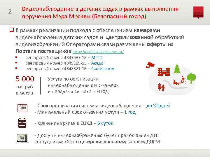 Видеонаблюдение в детских садах в рамках выполнения поручения Мэра Москвы (Безопасный город) 2 q