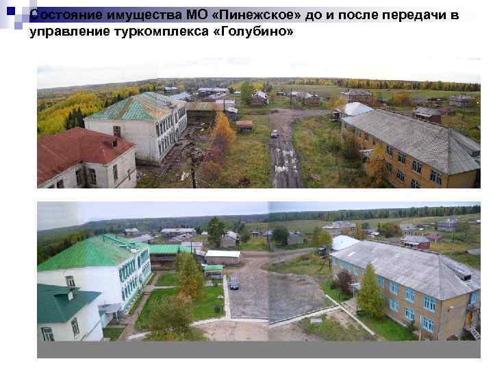 Состояние имущества МО «Пинежское» до и после передачи в управление туркомплекса «Голубино» 