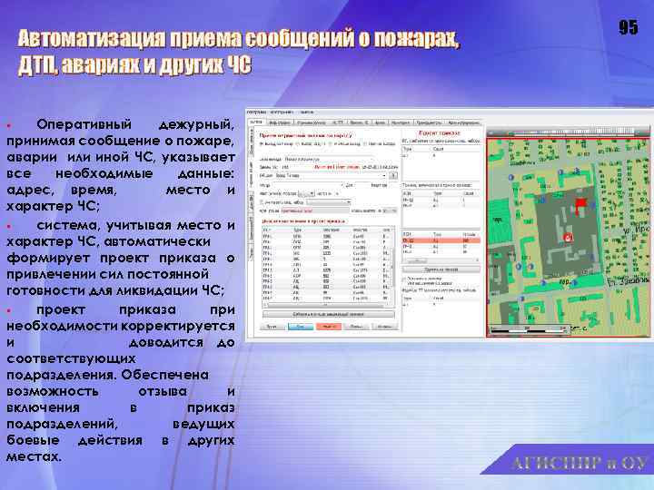 Автоматизация приема сообщений о пожарах, ДТП, авариях и других ЧС Оперативный дежурный, принимая сообщение