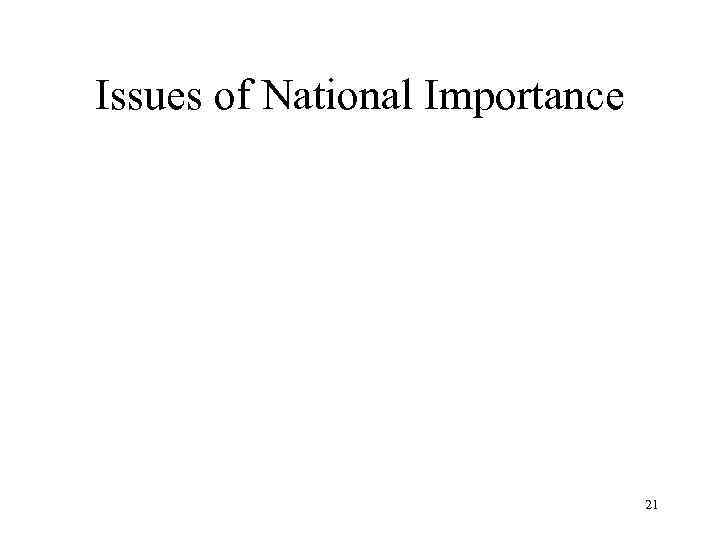 Issues of National Importance 21 