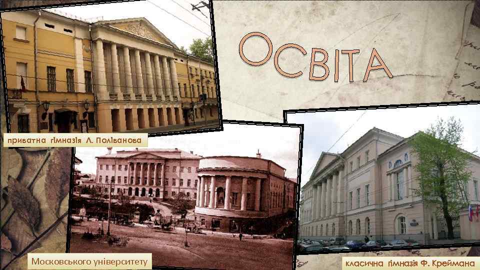 приватна гімназія Л. Поліванова Московського університету класична гімназія Ф. Креймана 