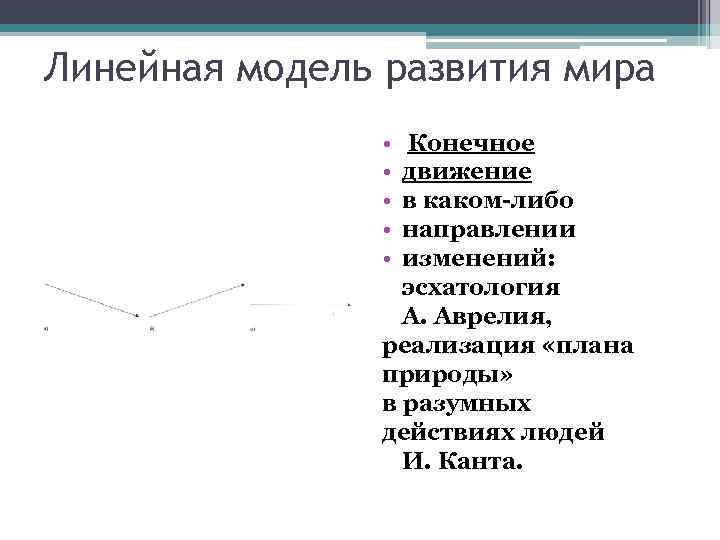 Линейная модель развития мира • • • Конечное движение в каком-либо направлении изменений: эсхатология