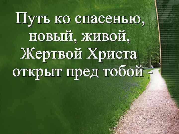 Путь ко спасенью, новый, живой, Жертвой Христа открыт пред тобой - 