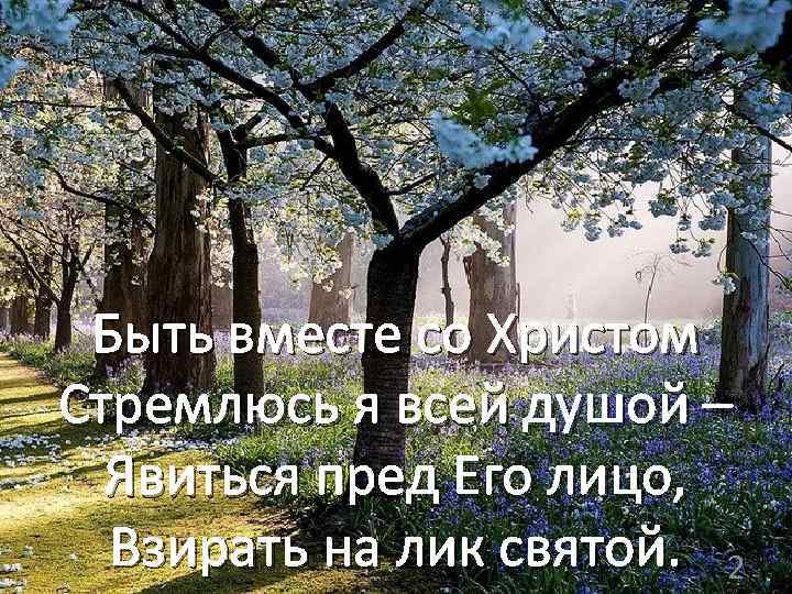 Быть вместе со Христом Стремлюсь я всей душой – Явиться пред Его лицо, Взирать
