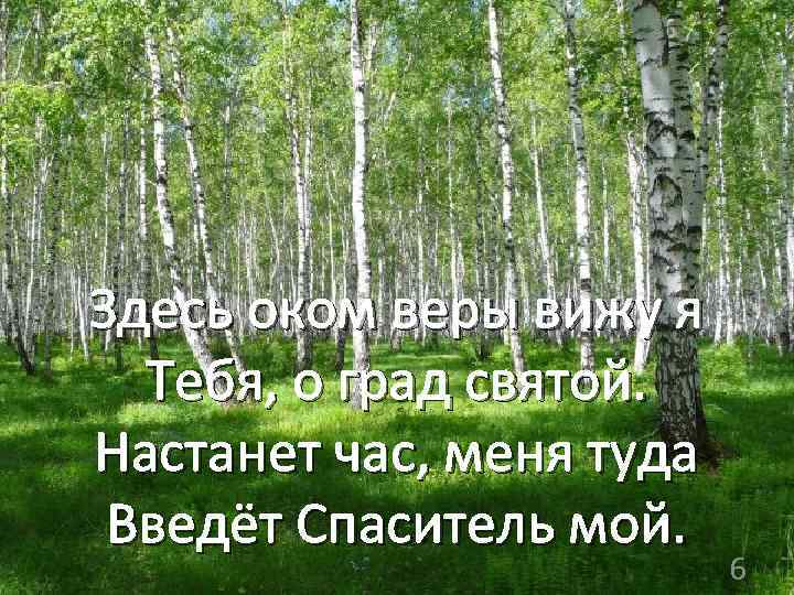 Здесь оком веры вижу я Тебя, о град святой. Настанет час, меня туда Введёт