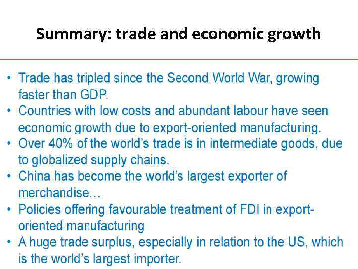 Summary: trade and economic growth 