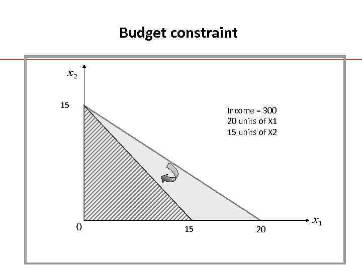 Budget constraint 15 Income = 300 20 units of X 1 15 units of