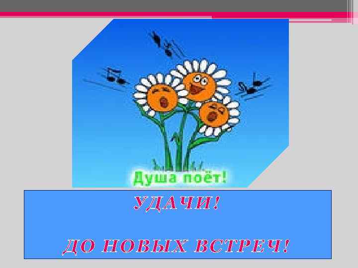 УДАЧИ! ДО НОВЫХ ВСТРЕЧ! 