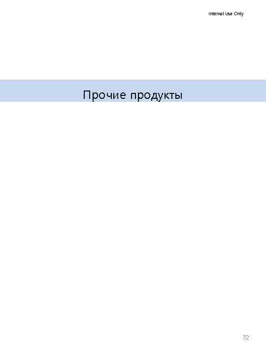 Internal Use Only Прочие продукты 72 