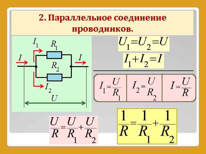 2. Параллельное соединение проводников. 