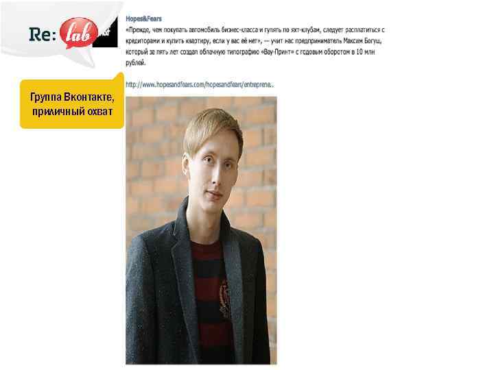 Группа Вконтакте, приличный охват 