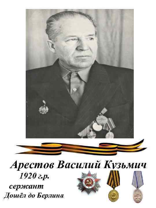 Арестов Василий Кузьмич 1920 г. р. сержант Дошёл до Берлина 