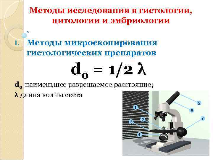 Методы исследования в гистологии, цитологии и эмбриологии I. Методы микроскопирования гистологических препаратов d 0