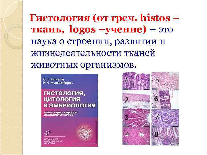 Гистология (от греч. histos – ткань, logos –учение) – это наука о строении, развитии