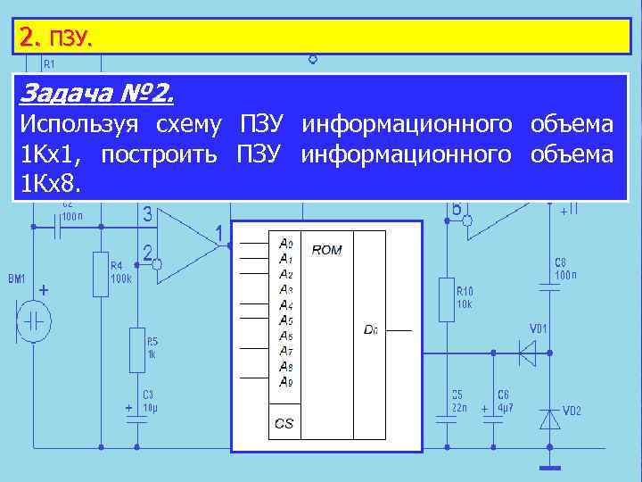 2. ПЗУ. Задача № 2. Используя схему ПЗУ информационного объема 1 Kх1, построить ПЗУ