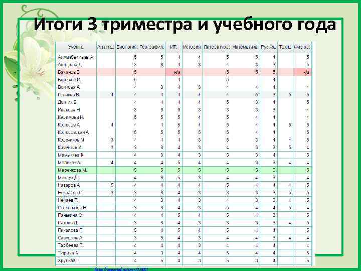 Итоги 3 триместра и учебного года Матюшкина А. В. http: //nsportal. ru/user/33485 