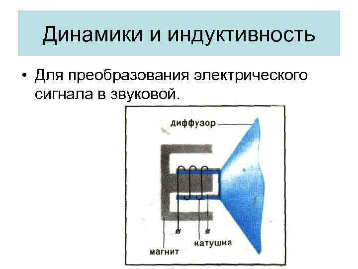 Динамики и индуктивность • Для преобразования электрического сигнала в звуковой. 