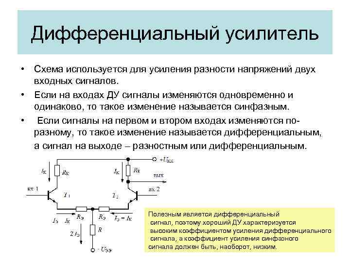 Дифференциальный усилитель. Дифференциальный усилитель на биполярных транзисторах. Дифференциальный входной сигналов постоянного напряжения. Дифференциальный ВЧ усилитель. Дифференцирующий усилитель схема.