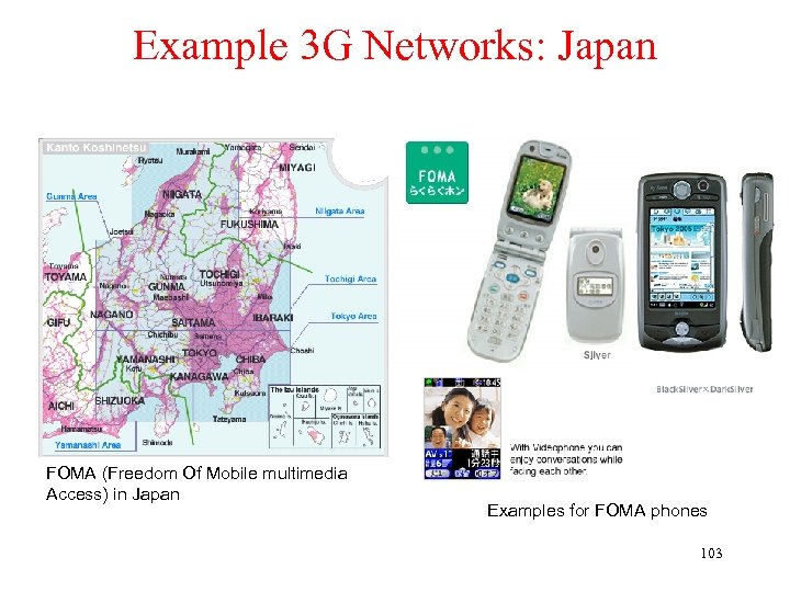 Example 3 G Networks: Japan FOMA (Freedom Of Mobile multimedia Access) in Japan Examples