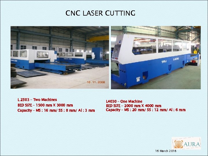 CNC LASER CUTTING L 2503 – Two Machines BED SIZE – 1500 mm X