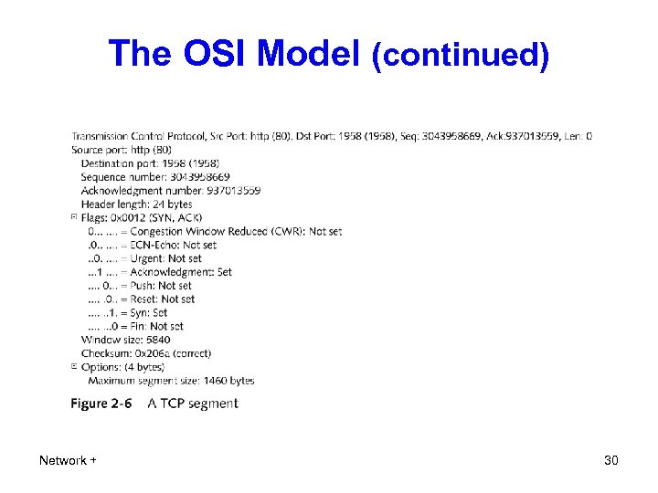 The OSI Model (continued) Network + 30 