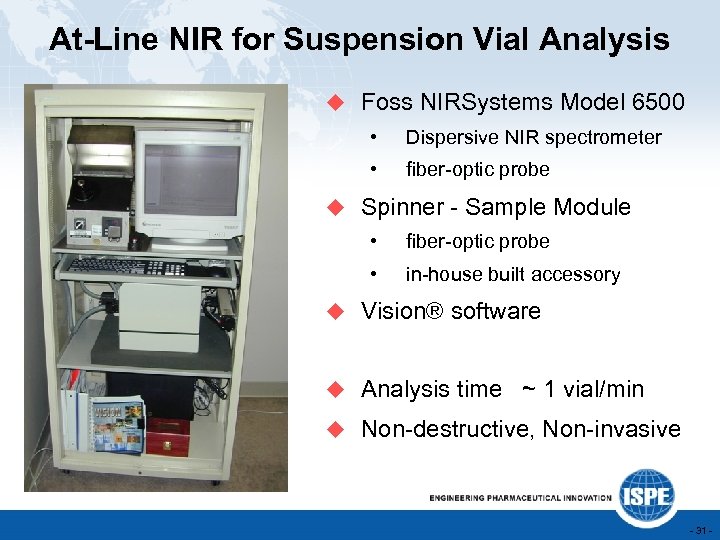 At-Line NIR for Suspension Vial Analysis u Foss NIRSystems Model 6500 • Dispersive NIR