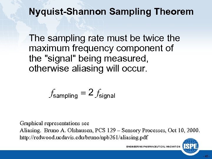 Nyquist-Shannon Sampling Theorem The sampling rate must be twice the maximum frequency component of