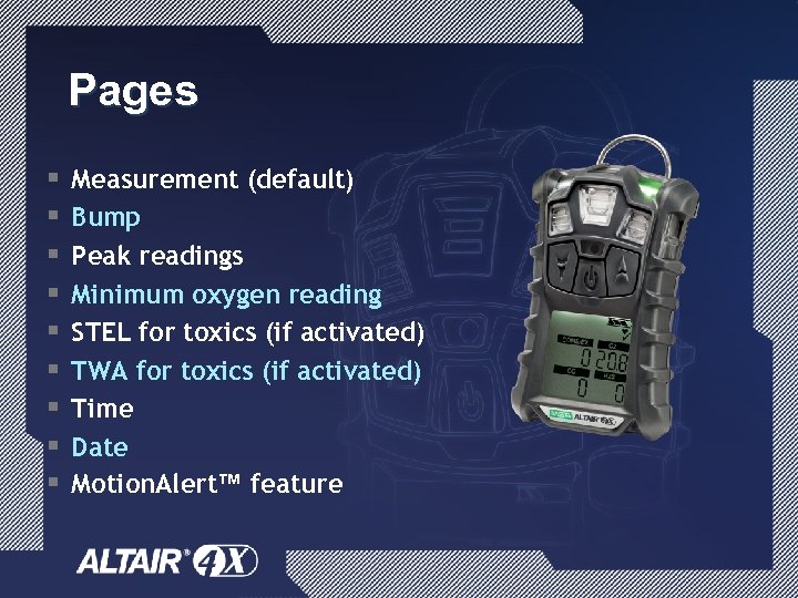 Pages § § § § § Measurement (default) Bump Peak readings Minimum oxygen reading