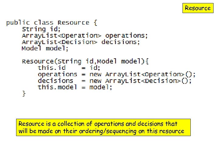 Resource is a collection of operations and decisions that will be made on their