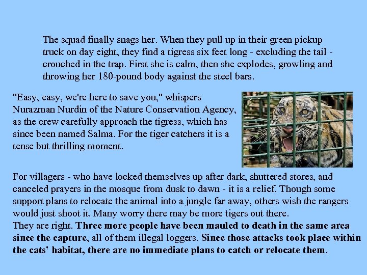 The squad finally snags her. When they pull up in their green pickup truck