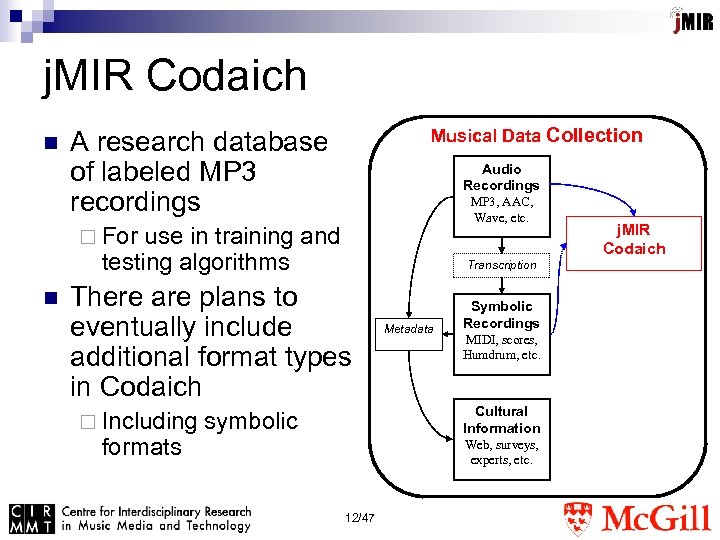 j. MIR Codaich n Musical Data Collection A research database of labeled MP 3