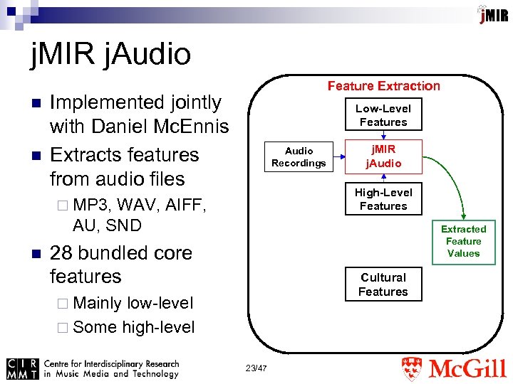 j. MIR j. Audio n n Feature Extraction Implemented jointly with Daniel Mc. Ennis