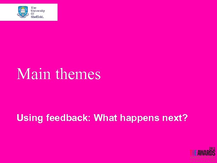 Main themes Using feedback: What happens next? 
