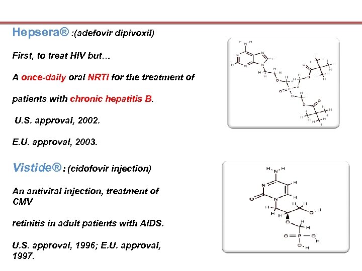 Hepsera® : (adefovir dipivoxil) First, to treat HIV but… A once-daily oral NRTI for