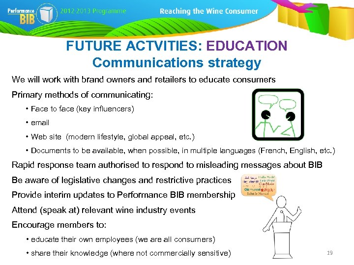 FUTURE ACTVITIES: EDUCATION Communications strategy We will work with brand owners and retailers to