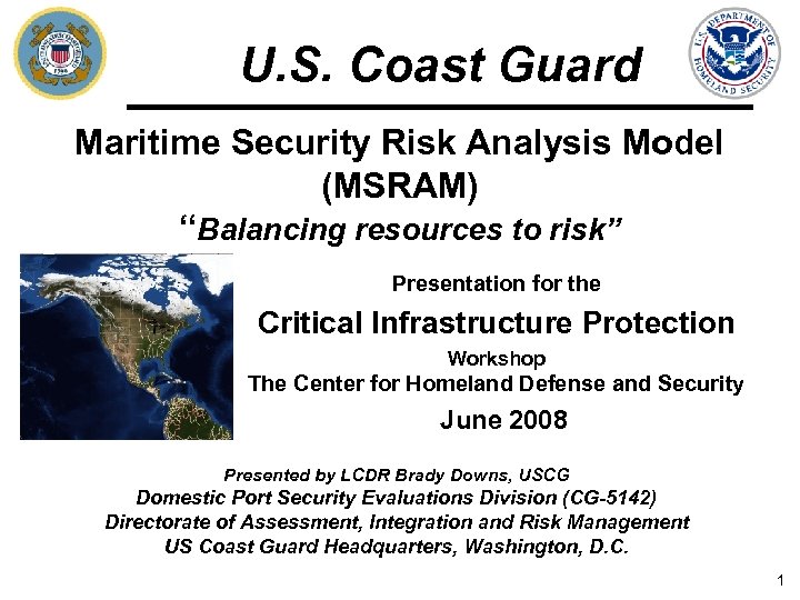 U S Coast Guard Maritime Security Risk Analysis