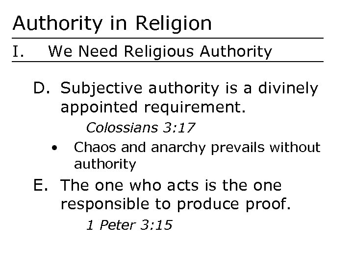 Authority in Religion I We Need Religious Authority