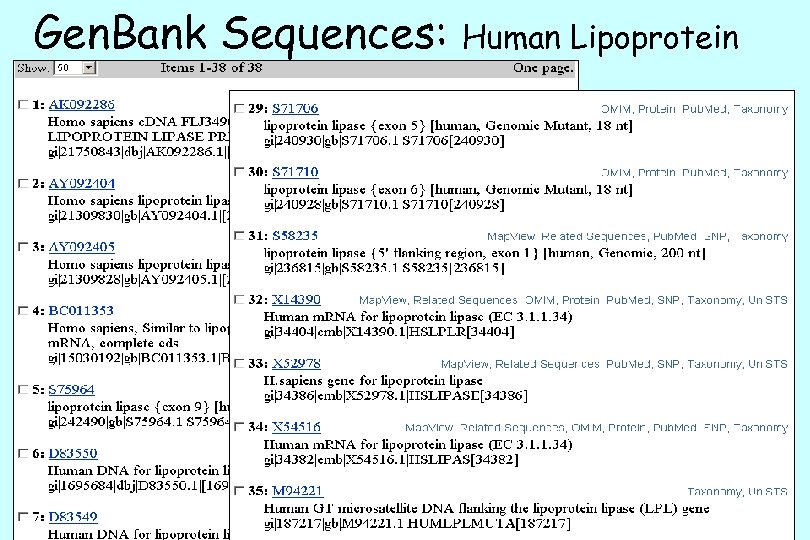 Gen. Bank Sequences: Lipase Human Lipoprotein 