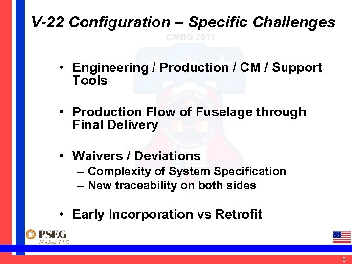 V-22 Configuration – Specific Challenges CMBG 2011 • Engineering / Production / CM /