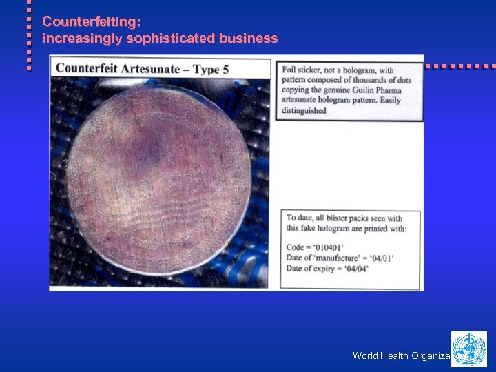 Counterfeiting: increasingly sophisticated business World Health Organization 