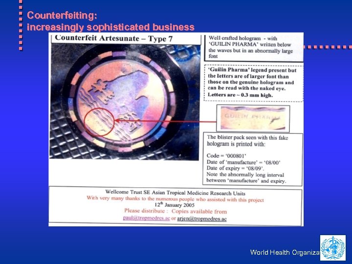 Counterfeiting: increasingly sophisticated business World Health Organization 