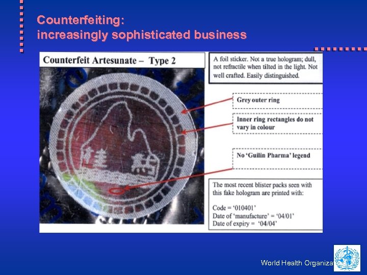 Counterfeiting: increasingly sophisticated business World Health Organization 