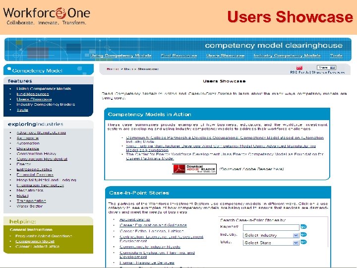 Users Showcase Industry Competency Models 29 