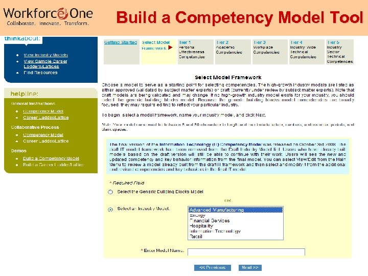 Build a Competency Model Tool Industry Competency Models 34 