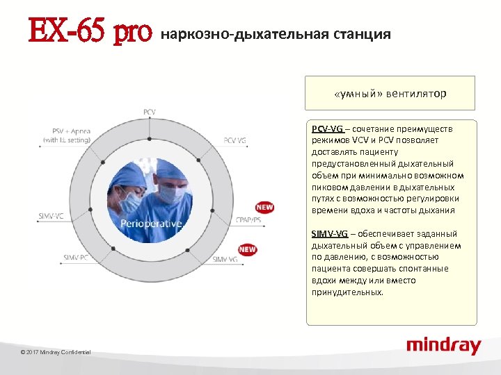 EX-65 pro наркозно-дыхательная станция «умный» вентилятор PCV-VG – сочетание преимуществ режимов VCV и PCV