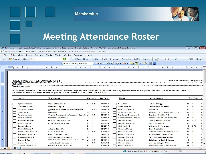 Meeting Attendance Roster 