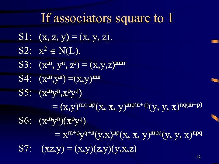 If associators square to 1 S 1: S 2: S 3: S 4: S