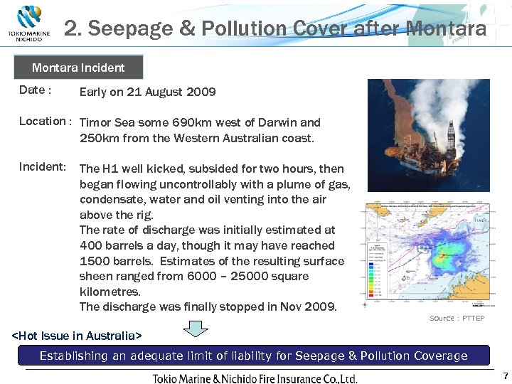 2. Seepage & Pollution Cover after Montara Incident Date : Early on 21 August