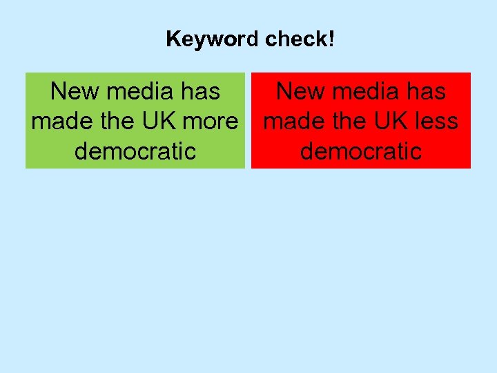 Keyword check! New media has made the UK more made the UK less democratic