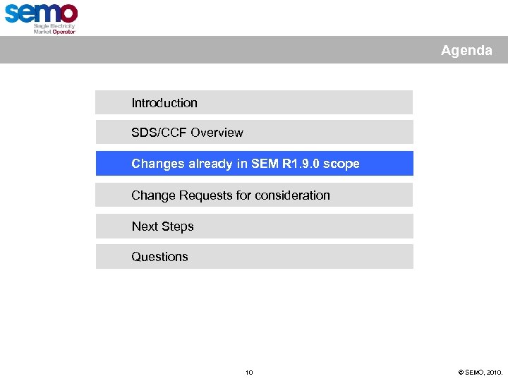 Agenda Introduction SDS/CCF Overview Changes already in SEM R 1. 9. 0 scope Change